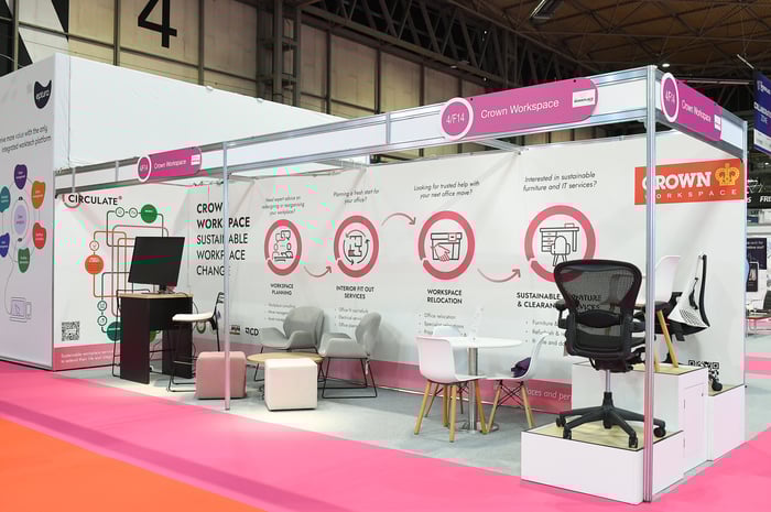 Picture of GES shell scheme exhibition stand at an event.